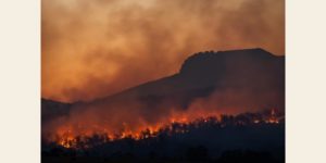 Changement climatique, feu de forêt menaçant